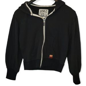 Peace Love World Black Sweater Hoodie Size XXS